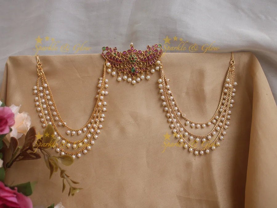 Beautiful flower and leaf design Jada billa with maatil - Sparkle and Glow