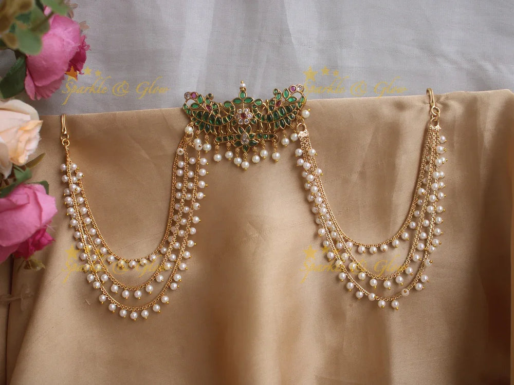 Beautiful flower and leaf design Jada billa with maatil - Sparkle and Glow