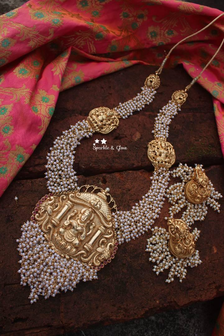 Gold alike Nagas pearl cluster statement haram - Multi - Sparkle and Glow