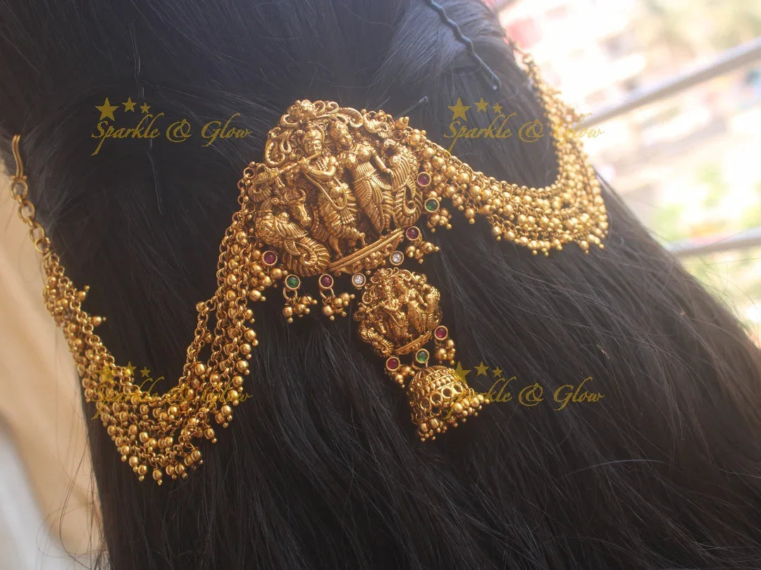 Gorgeous Radha krishna antique Jada billa with maatil - Sparkle and Glow