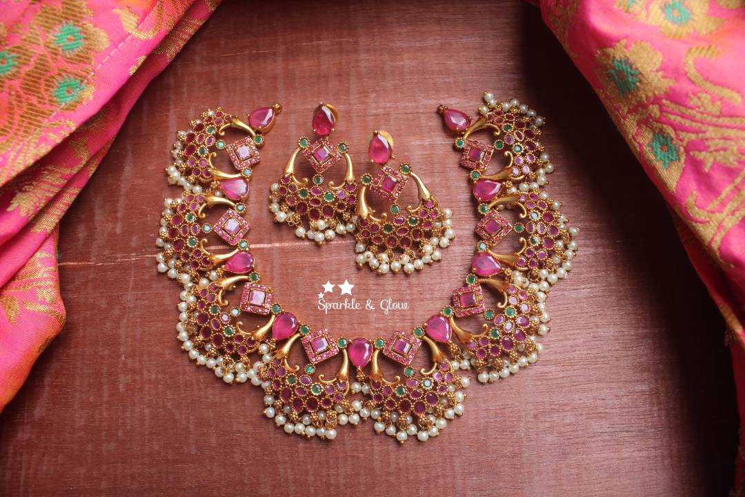 Half moon shaped ruby like semi precious stones gutta pusalu  - Multi2