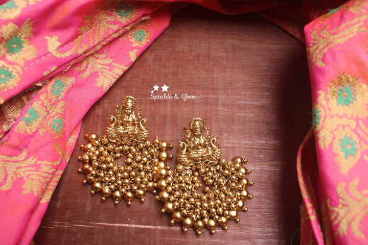 Gold alike Lakshmi festive bali with gold cluster