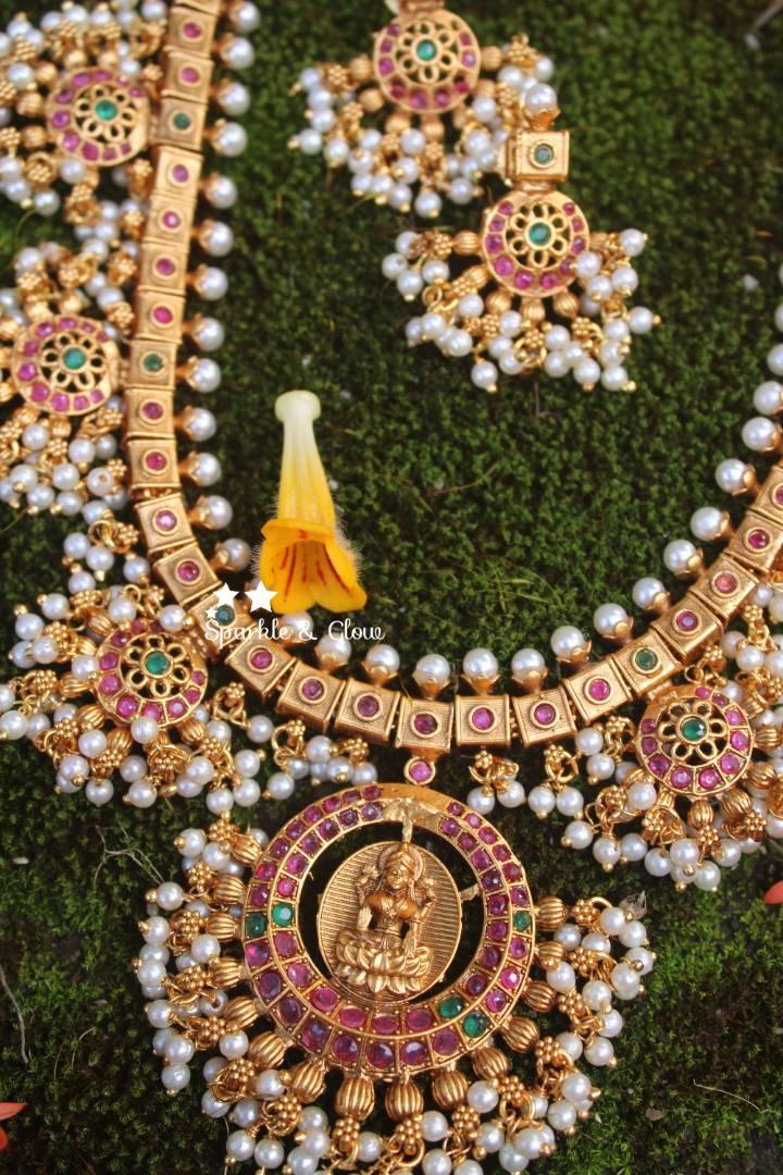 Elegant premium quality matte polished lakshmi gutta pusalu haram - Sparkle and Glow