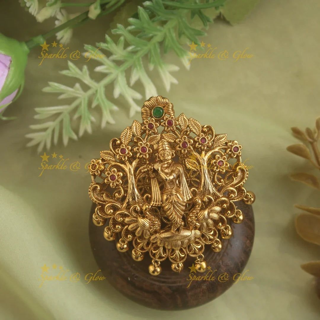 Gold-Like Krishna Hair Pin Statement Piece