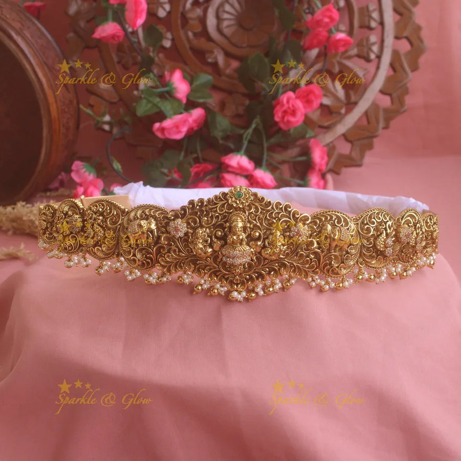 Intricate gold alike Lakshmi hipbelt - Sparkle and Glow