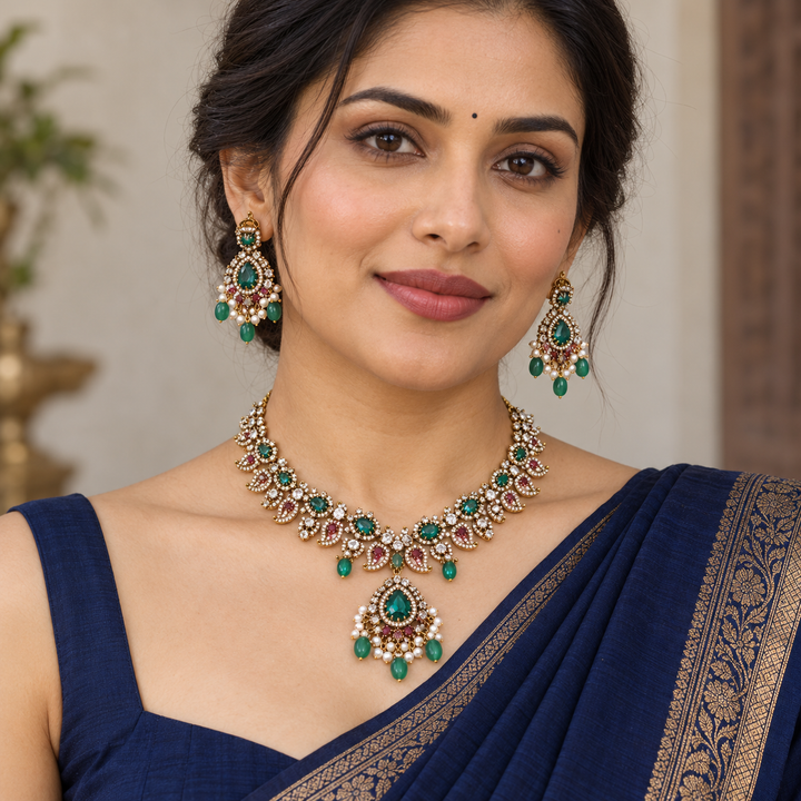 Radiant Stone Mango Necklace for Weddings & Festivities