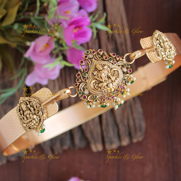 Gold alike Lakshmi pendent type plain hipbelt - Gold Beads