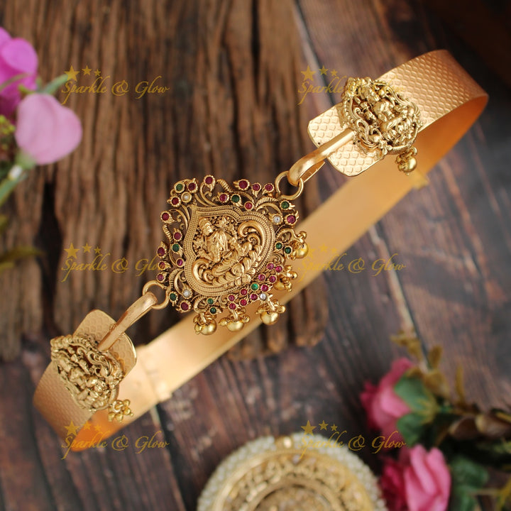 Gold alike Lakshmi pendent type plain hipbelt - Gold Beads