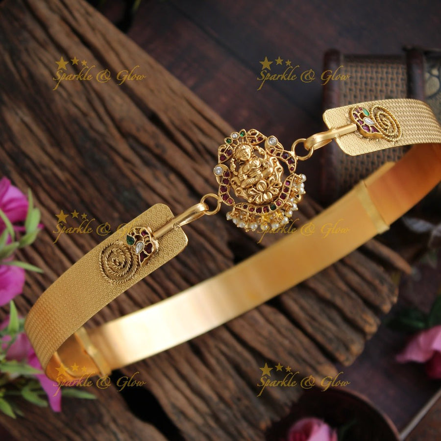 Gold alike Lakshmi pendent type plain hipbelt - Gold Beads - Sparkle and Glow - Gold - 