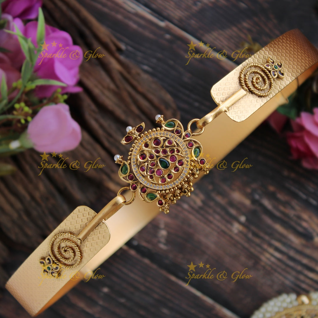 Gold alike Peacock pendent type plain hipbelt - Gold Beads