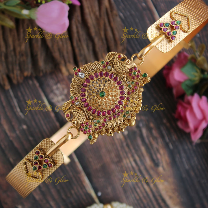 Gold alike Peacock pendent type plain hipbelt - Gold Beads