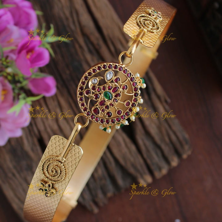 Gold alike Peacock pendent type plain hipbelt - Gold Beads