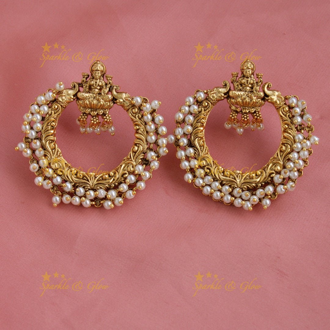 Exquisite Lakshmi peacock elephant carved gutta pusalu long necklace with cluster pearls - Sparkle and Glow - Back Thread - 