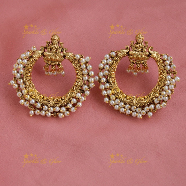 Exquisite Lakshmi peacock elephant carved gutta pusalu long necklace with cluster pearls - Sparkle and Glow - Back Thread - 