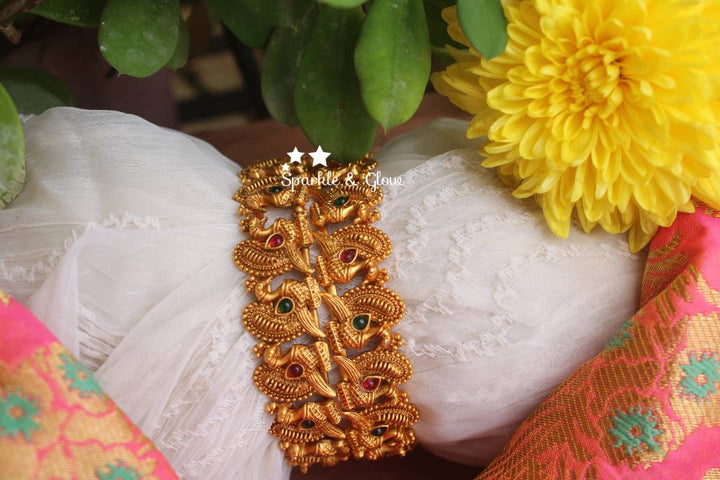Matte polished peacock corner bangles a pair