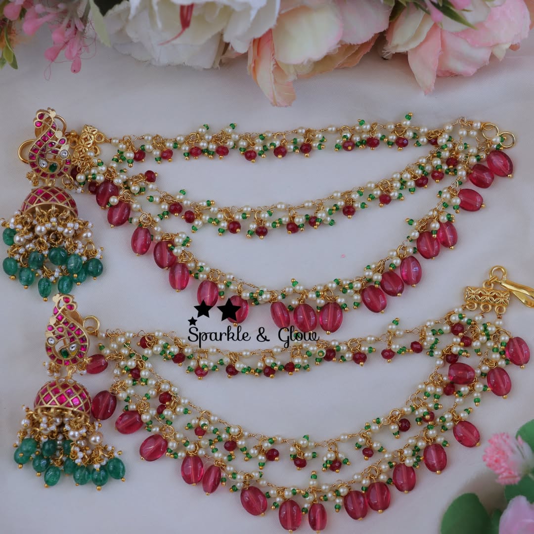 Exquisite Jadau Kundan Earring & Earchain Set
