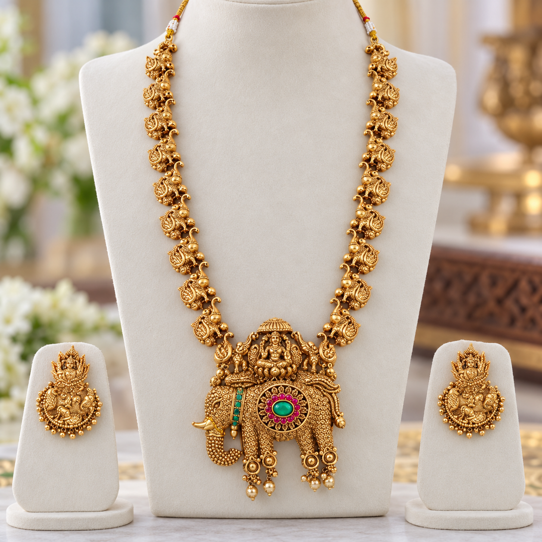 Exquisite Gold-Toned Necklace Set for Weddings & Festivals