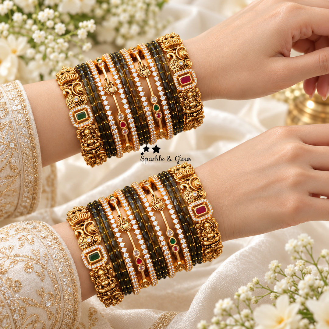 Exquisite Bridal Peacock & Lakshmi Bangles - Elegant & Timeless