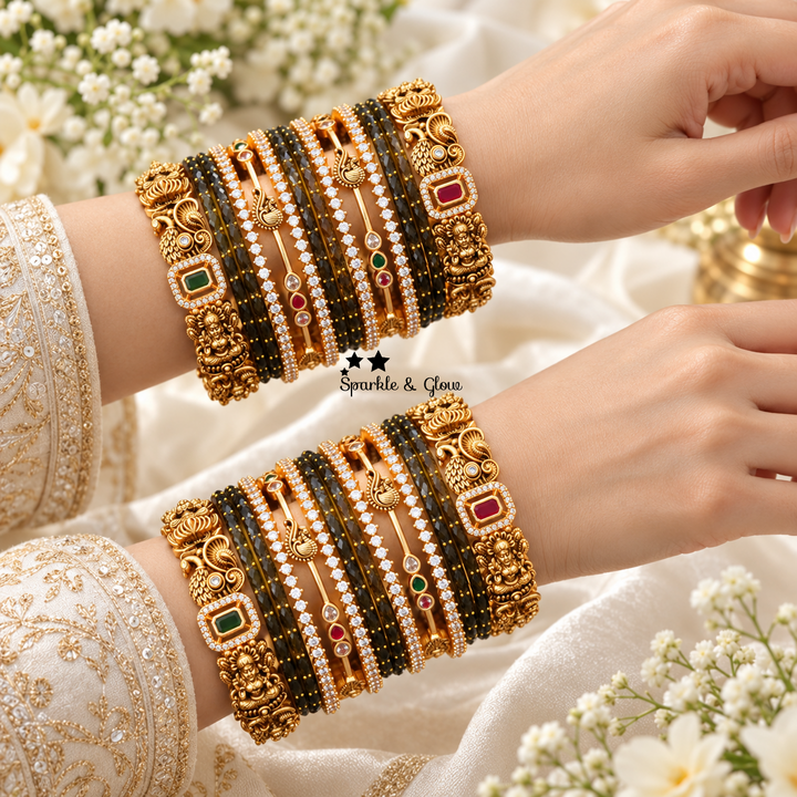 Exquisite Bridal Peacock & Lakshmi Bangles - Elegant & Timeless