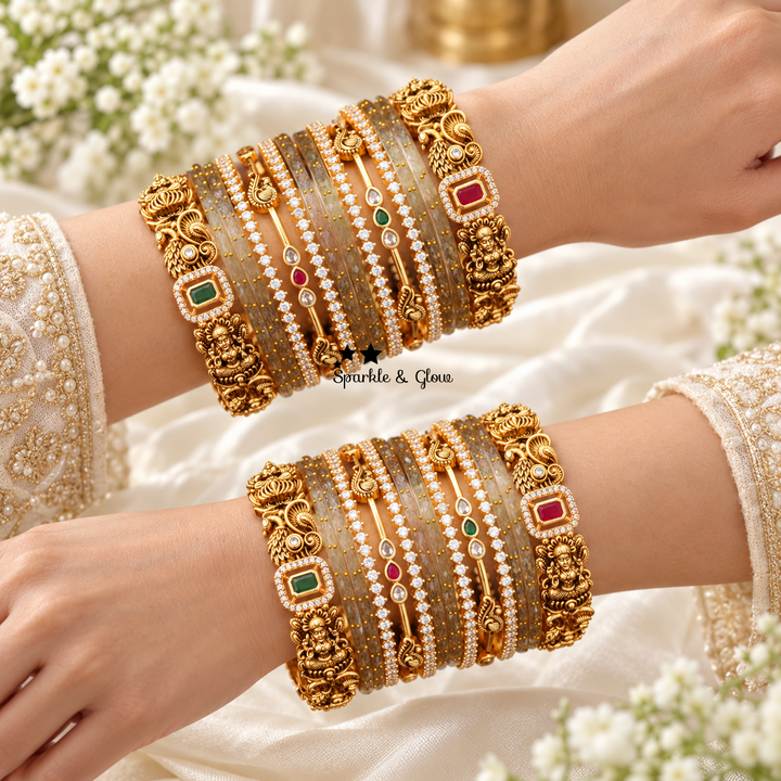 Exquisite Bridal Peacock & Lakshmi Bangles - Elegant & Timeless