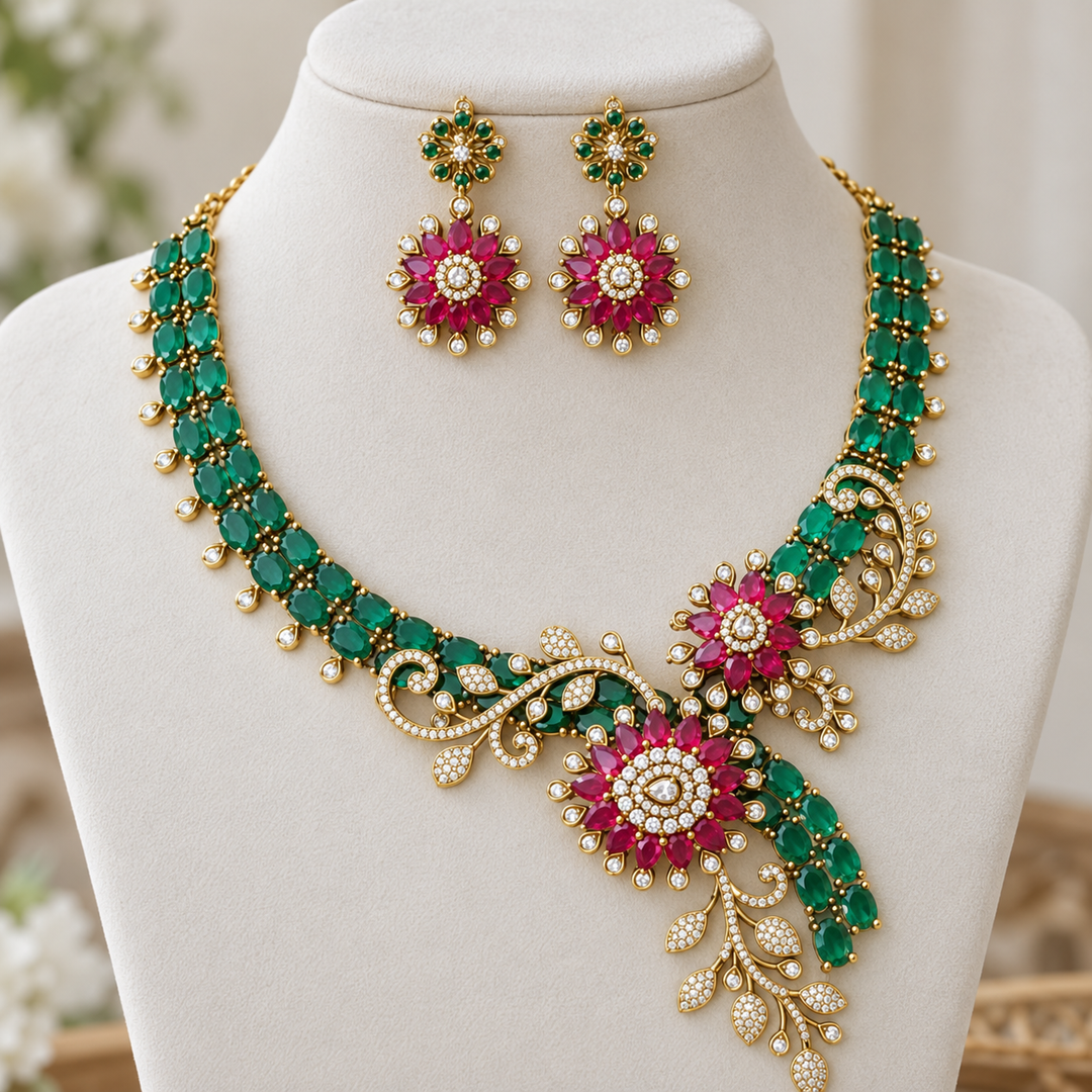 Enchanting American Diamond Necklace Set