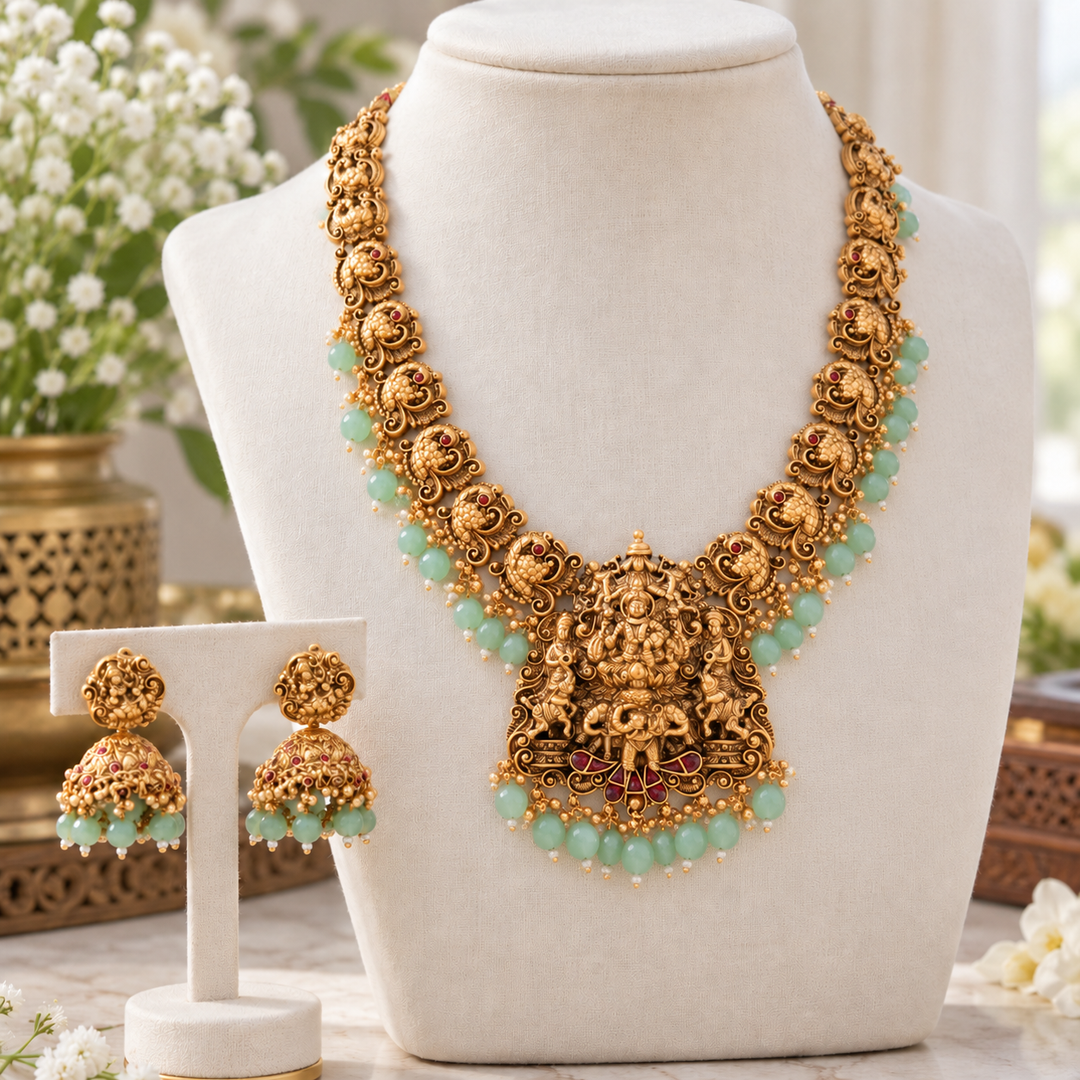 Exquisite Temple Necklace Set for Weddings & Festivals
