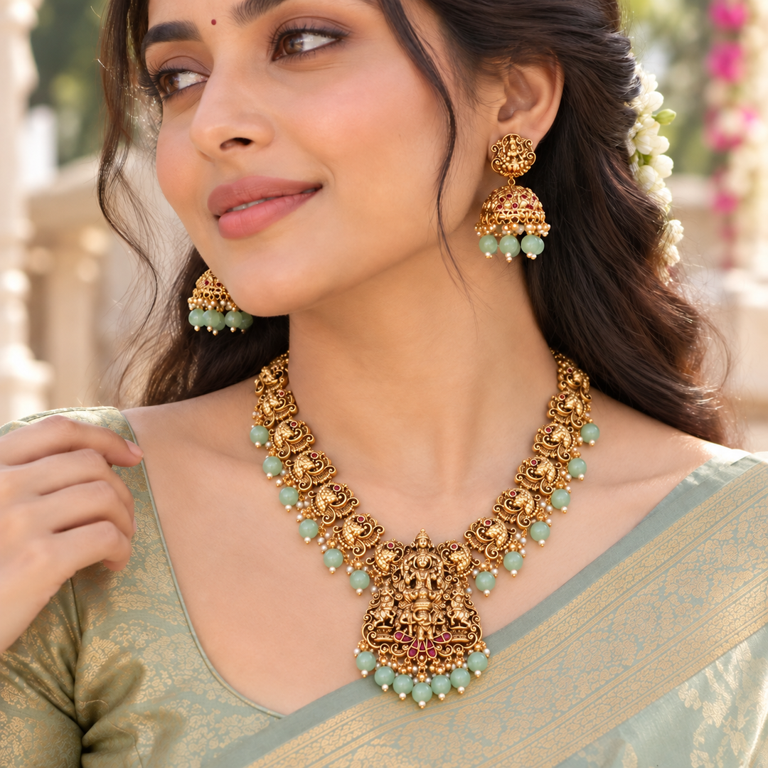 Exquisite Temple Necklace Set for Weddings & Festivals
