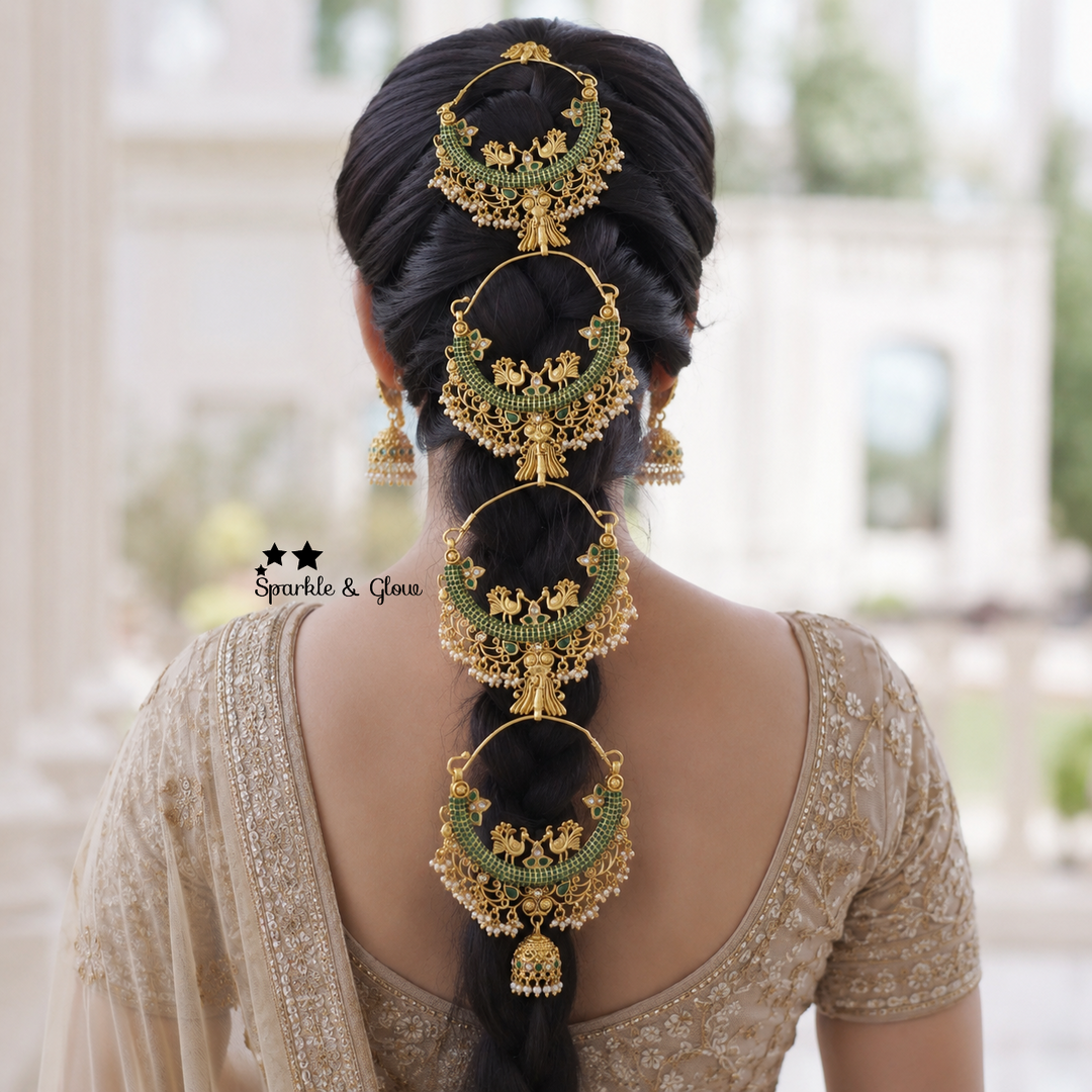 Gold Chandbali Bridal Jada Billa - Traditional