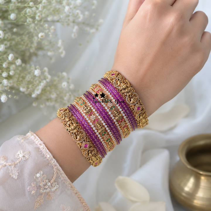 Lakshmi Floral Kemp Bangle Set - Exquisite Craftsmanship