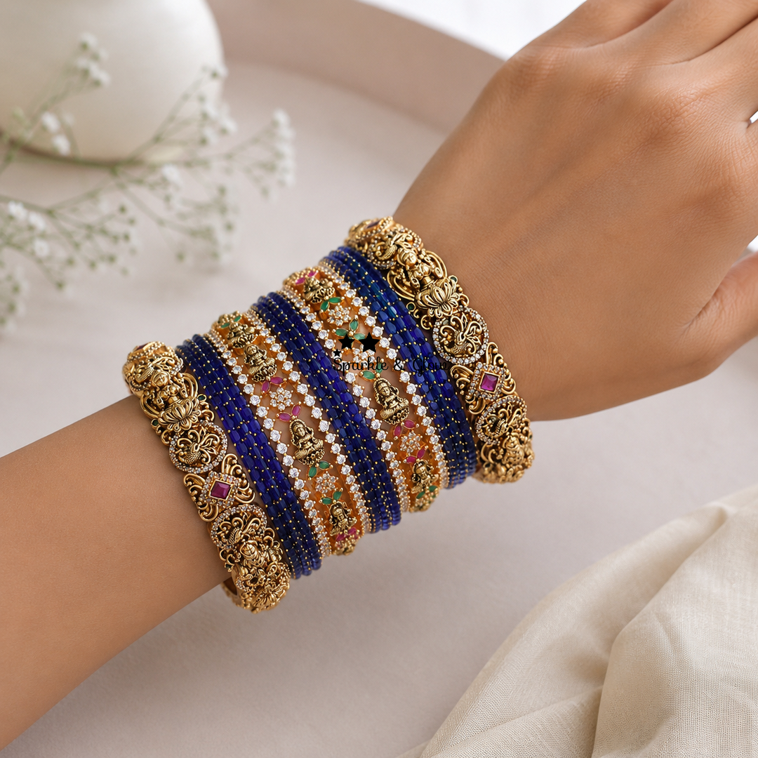 Lakshmi Floral Kemp Bangle Set - Exquisite Craftsmanship