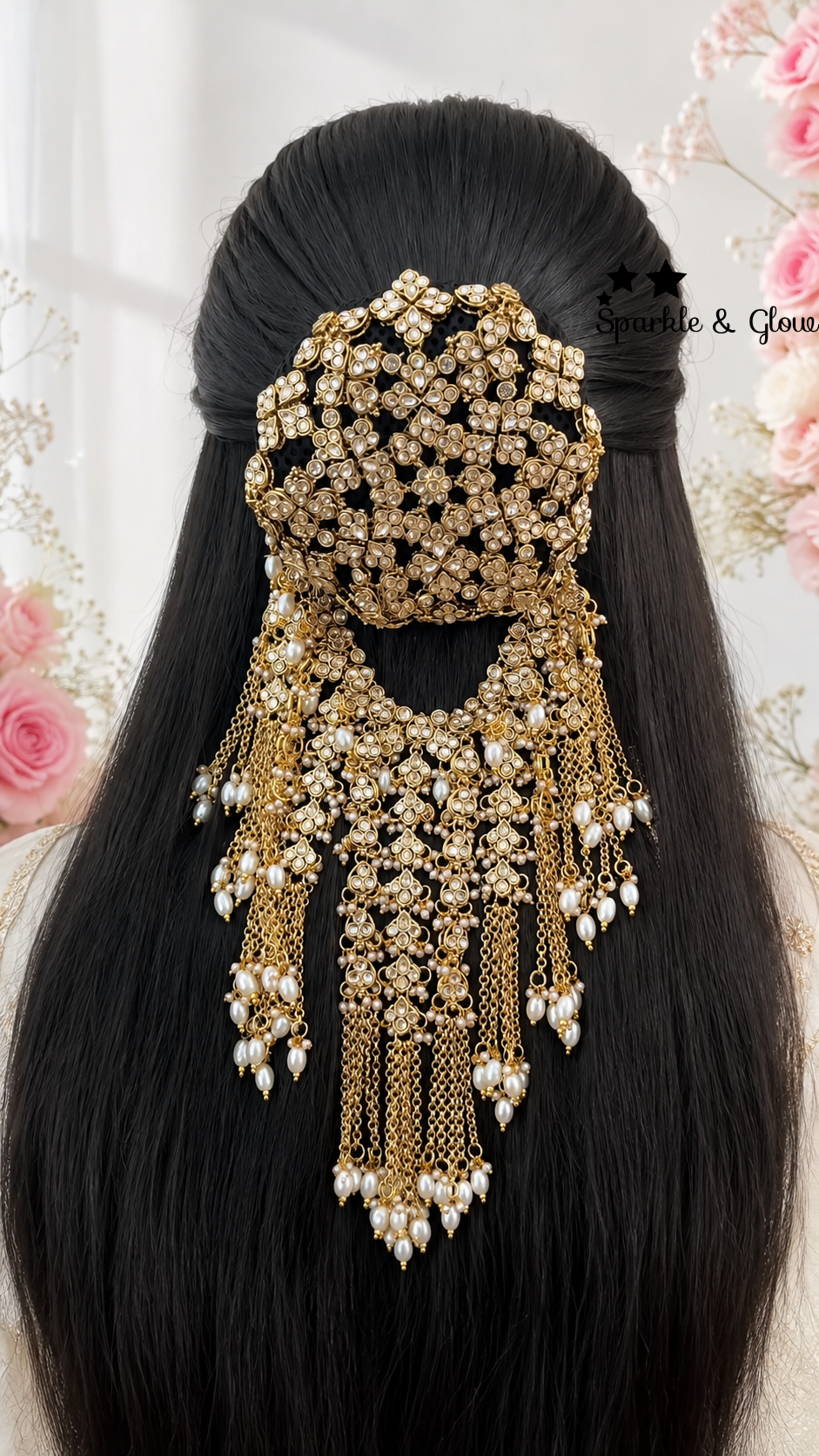 Exquisite Gold Pearl Bridal Hair Accessory