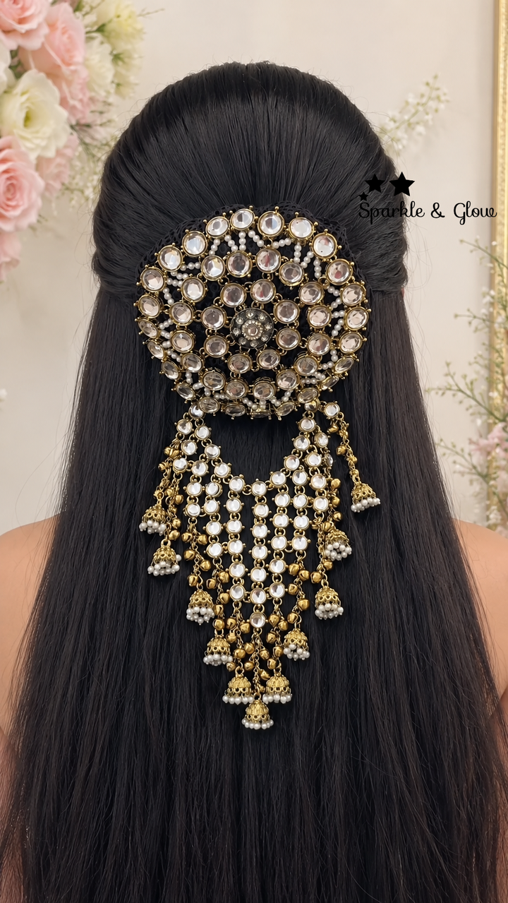 Premium Gold Festive Hair Bun Accessory for Weddings