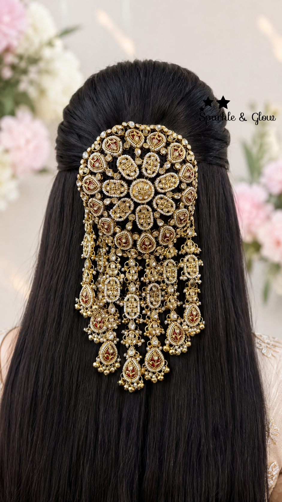 Gold-Plated Bridal Hair Bun with Pearls: Elegant and Luxurious