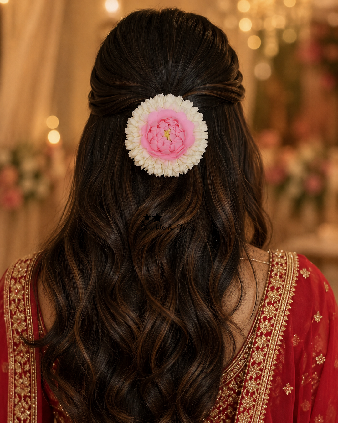 Elegant Floral Pink & White Hair Clip for Weddings