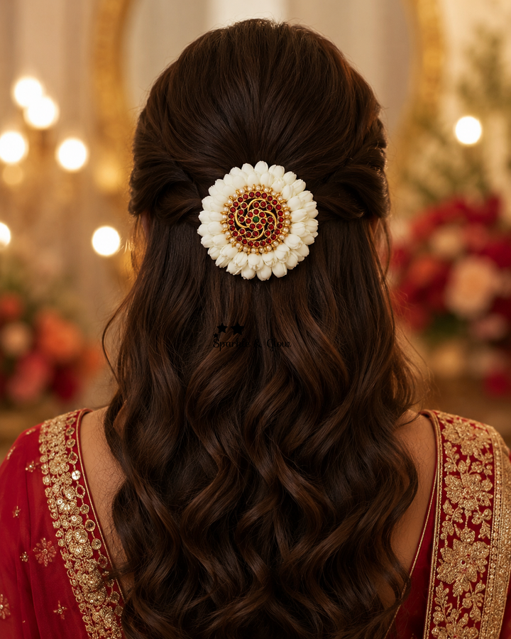 Exquisite Floral Hair Clip - Elegant Festive Accessory
