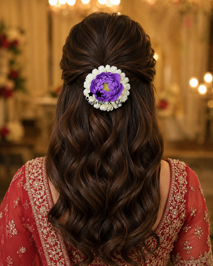 Stunning Purple Floral Hair Clip for Weddings & Festive Events