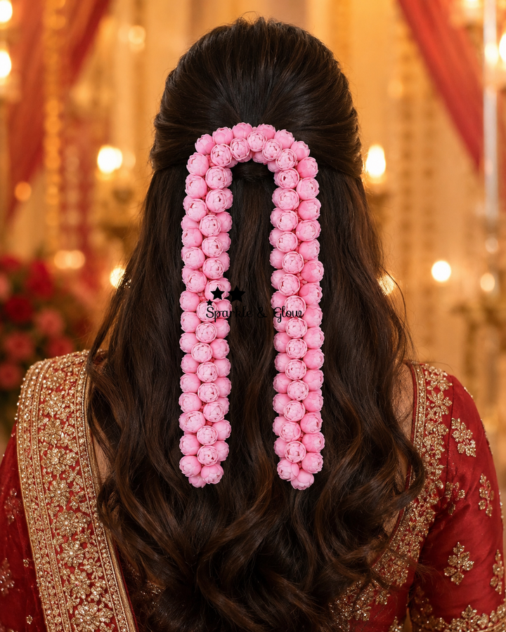 Exquisite Pink Floral Hairclip for Festive Flair