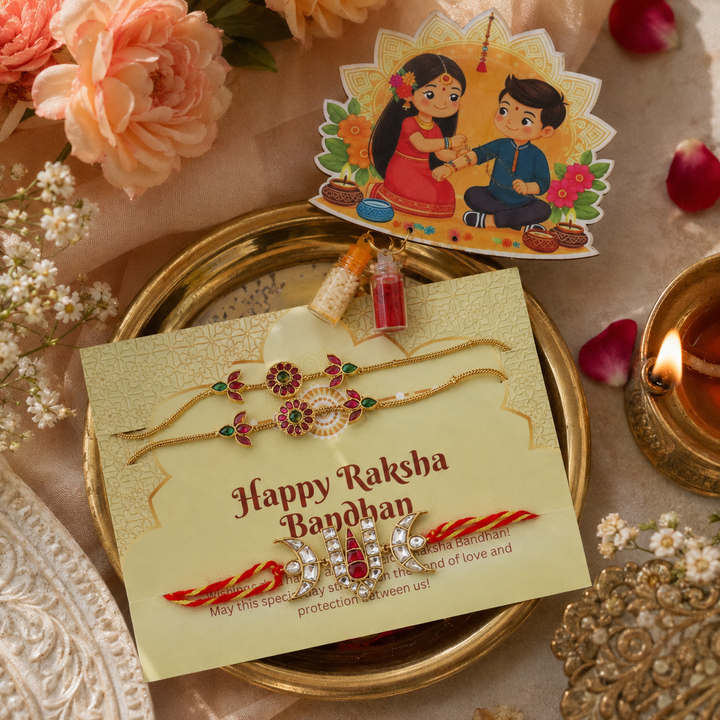 Elegant Gold-Plated Rakhi Set for Raksha Bandhan