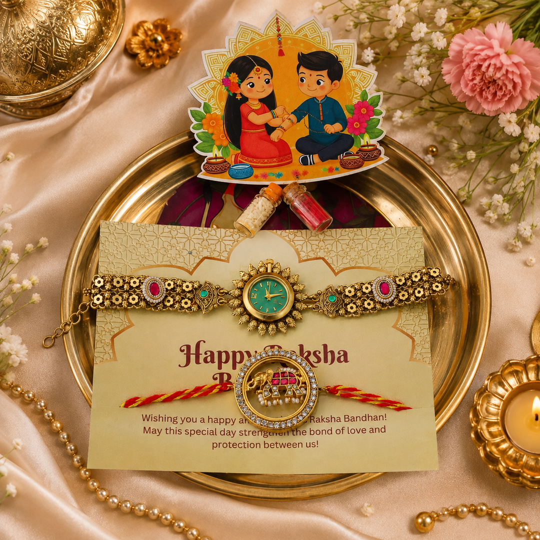 Exquisite Rakhi Gift Set with Premium Imitation Jewelry