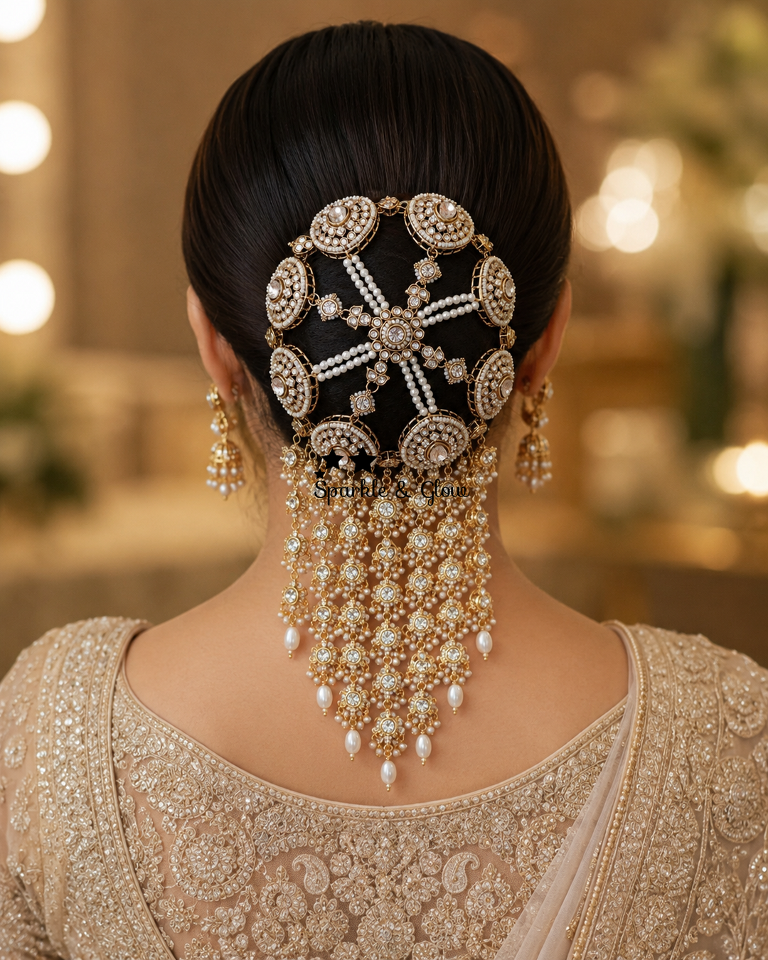 Exquisite Gold-Plated Hair Bun Jewels for Celebrations