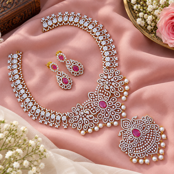 Exquisite Short American Diamond Necklace for Brides