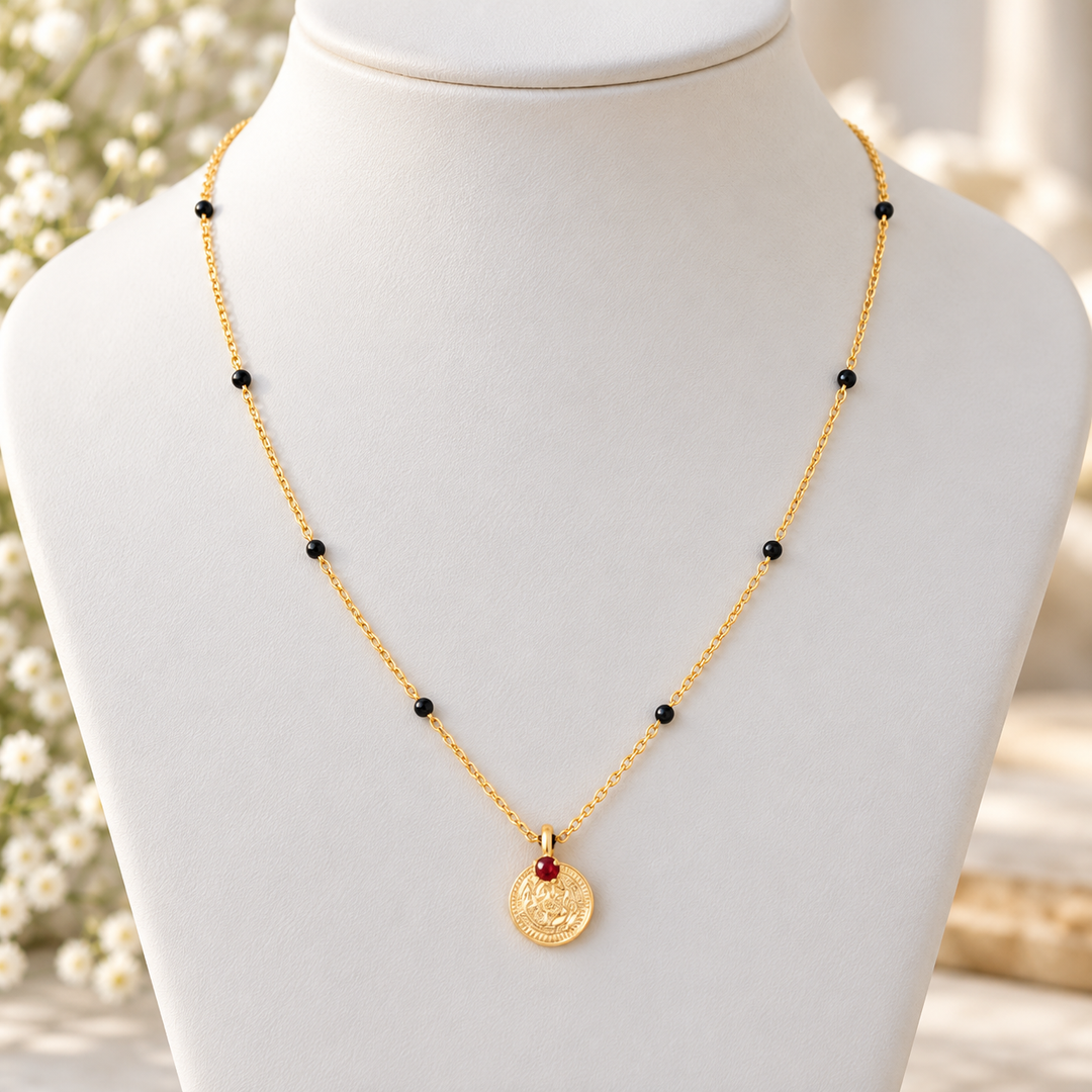 Elegant Gold-Plated Mangal Sutra Necklace Adds Charm