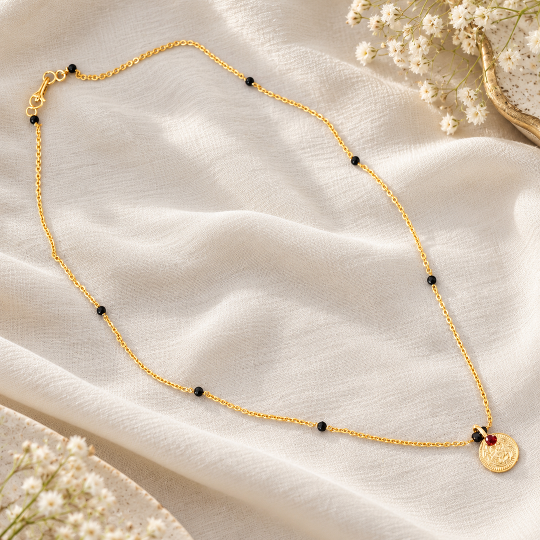 Elegant Gold-Plated Mangal Sutra Necklace Adds Charm
