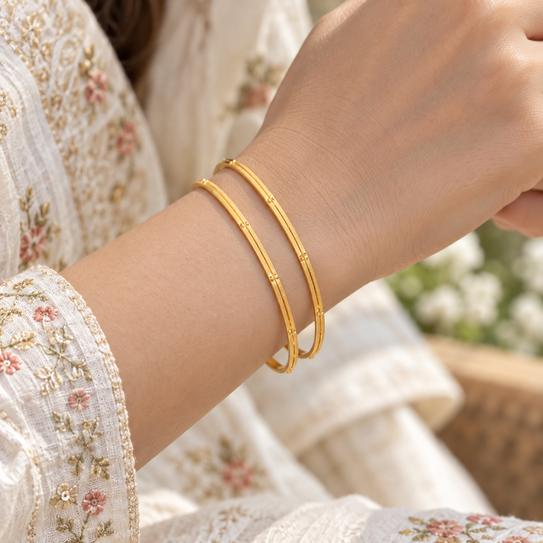 Exquisite Gold-Plated Kerala Wedding Bangles