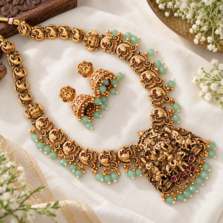 Exquisite Temple Necklace Set for Weddings & Festivals