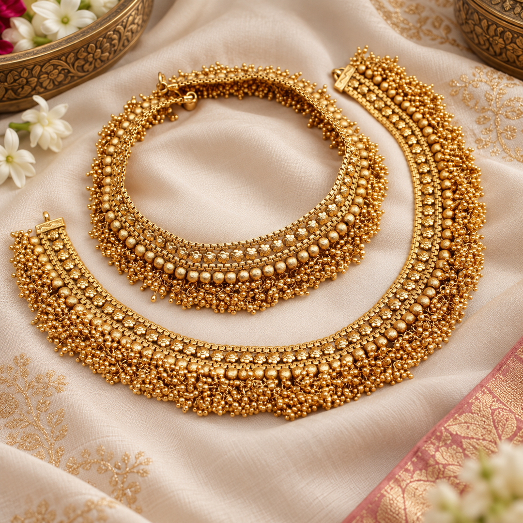 Traditional Bridal Anklets | South Indian Style