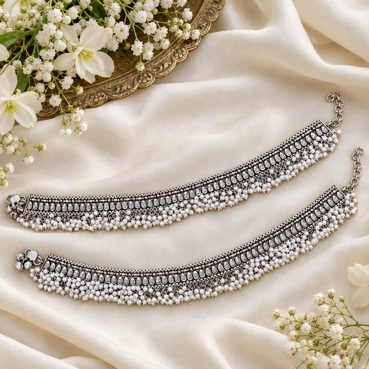 Elegant  Pearl Anklet for Weddings & Festivities