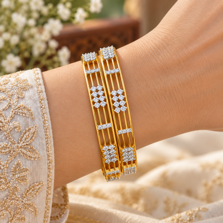 Sparkling American Diamond Wedding Bangles