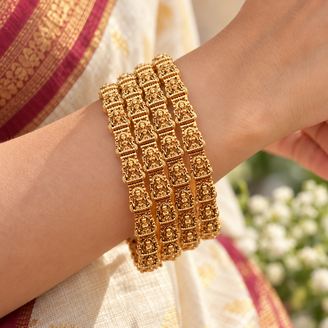 Stunning Gold-Plated Temple Bangles for Celebrations