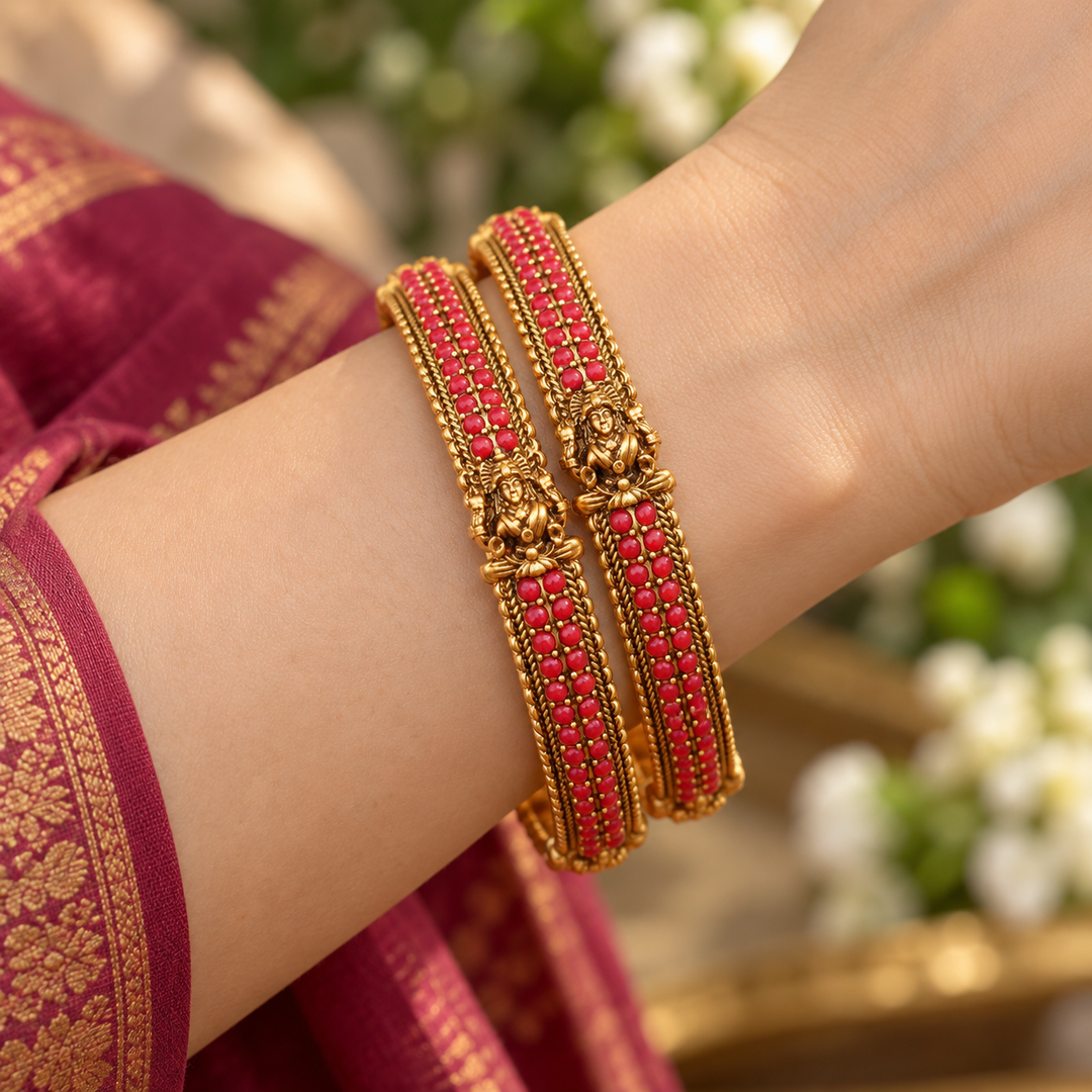 Exquisite Gold Temple Bangles for Festive Occasions